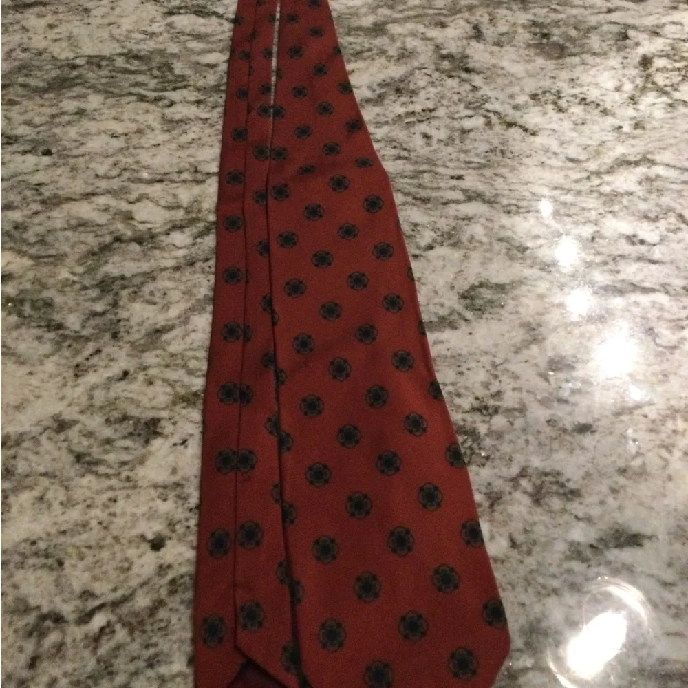 Giorgio Armani Burnt Orange Floral Medallion Silk Tie